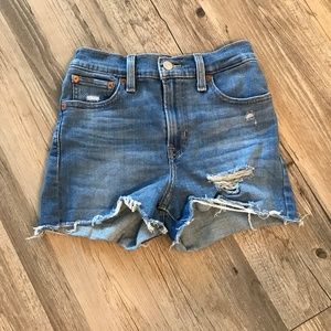 Levi’s High Rise Cut Off Shorts Sculpt Hyperstretch Tribeca Sapphire 25